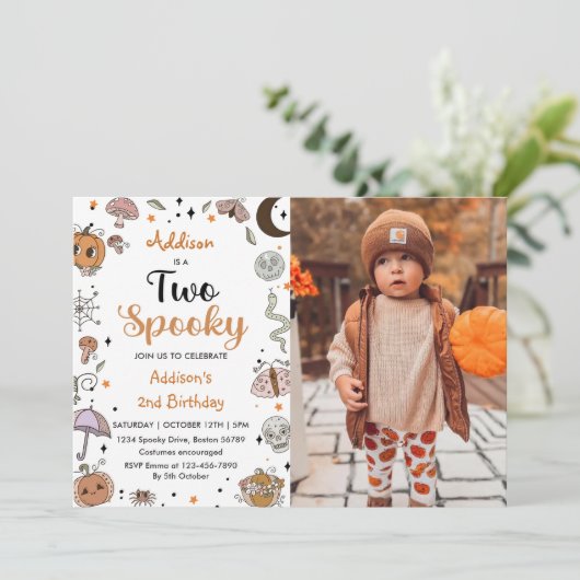 ハロウィン不気味誕生日パーティー写真2枚 招待状 (スタンド正面)