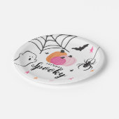 ハロウィン不気味誕生日ピンクカボチャ ペーパープレート (アングル)