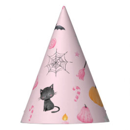 ハロウィン不気味誕生日ピンク パーティーハット