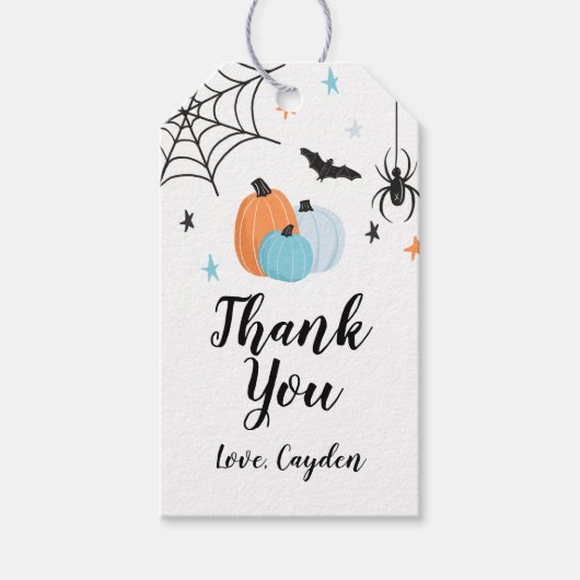 ハロウィン不気味誕生日ブルーパンプキンギフトラベル ギフトタグ (正面)