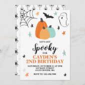 ハロウィン不気味誕生日ブルーパンプキンス 招待状 (正面/裏面)