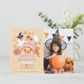 ハロウィン不気味誕生日写真70sレトロヴィンテージ 招待状 (スタンド正面)