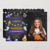 ハロウィン不気味誕生日写真 招待状 (正面/裏面)
