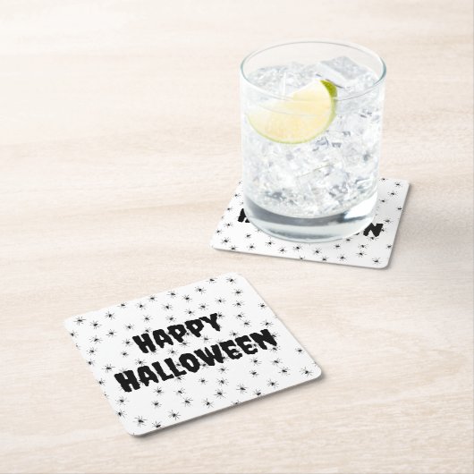 ハロウィン不気味間の小さなクモ スクエアペーパーコースター (インサイチュ)