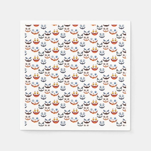 ハロウィン不気味顔パターン スタンダードカクテルナプキン (正面)