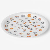 ハロウィン不気味顔パターン ペーパープレート (アングル)