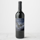 ハロウィン不気味飛んでいるこうもりパーソナライズされたダークネイビー ワインラベル (正面)