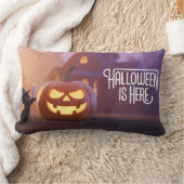ハロウィン不気味魔法かわいい猫とカボチャ白熱［赤熱］光を放つン ランバークッション (ブランケット)