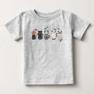 ハロウィン不気味黒猫がおもしろい可愛 ベビーTシャツ