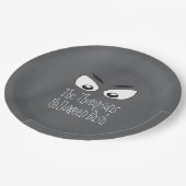 ハロウィン不気味黒白の怖い目 ペーパープレート (アングル)