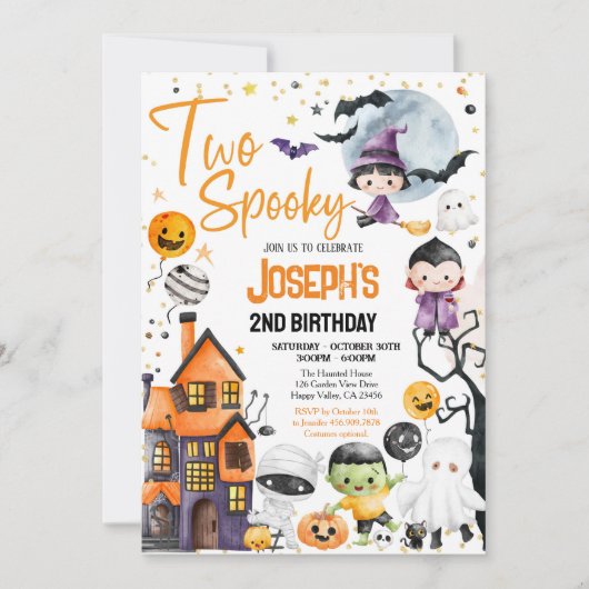 ハロウィン不気味2回目のバースデーコスチュームパーティー 招待状 (正面)
