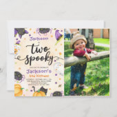 ハロウィン不気味2回目の誕生日の写真2枚 招待状 (正面)