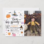 ハロウィン不気味2回目の誕生日の写真2枚 招待状 (正面)