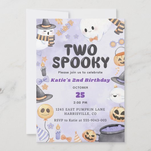 ハロウィン不気味2回目の誕生日パーティー（2人） 招待状 (正面)