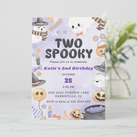 ハロウィン不気味2回目の誕生日パーティー（2人） 招待状 (スタンド正面)