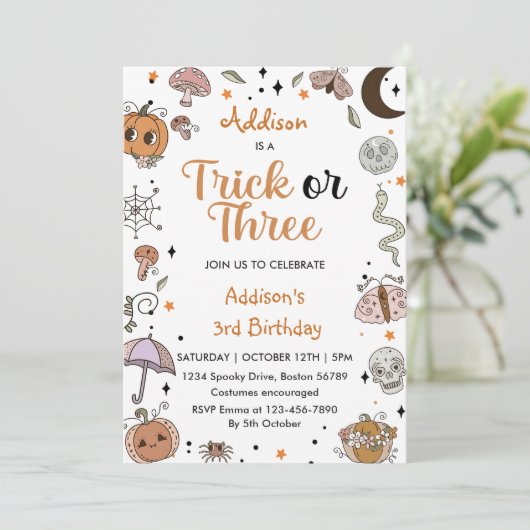 ハロウィン不気味3回目の誕生日パーティの招待状 招待状 (スタンド正面)