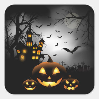 ハロウィン不気味 – カボキンズグレイ月 スクエアシール