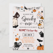 ハロウィン不気味「ワン」誕生日 招待状 (正面)