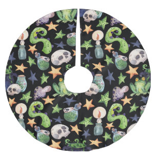 ハロウィン不気味:暗い手書きパターン。 ブラッシュドポリエステルツリースカート