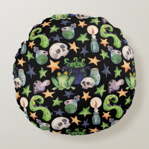 ハロウィン不気味：暗い手書きパターン。 ラウンドクッション