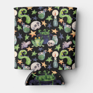 ハロウィン不気味：暗い手書きパターン。 缶クーラー