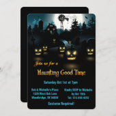 ハロウィン不気味- Pumpkins Blue Moon 招待状 (正面/裏面)