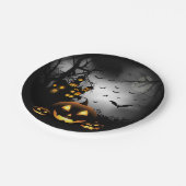 ハロウィン不気味- Pumpkins Gray Moon - All Opt ペーパープレート (アングル)