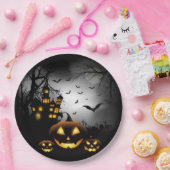 ハロウィン不気味- Pumpkins Gray Moon - All Opt ペーパープレート (パーティー)