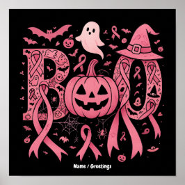 ハロウィン乳がん啓発 ピンクリボン Booデザイン ポスター