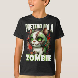 ハロウィン予測できなおもしろい用ゾンビキャットデザイン Tシャツ