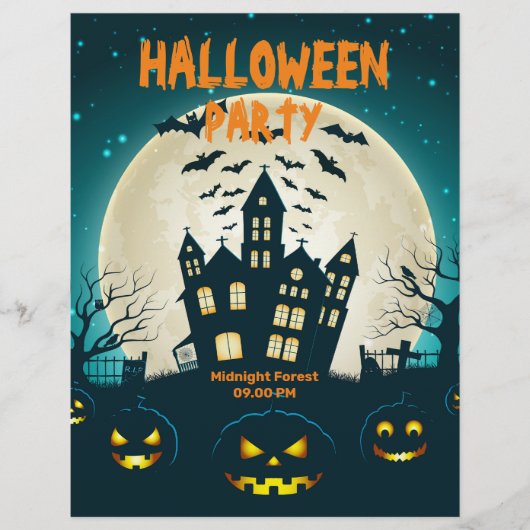 ハロウィン仮装パーティー 招待状 編集可能 チラシ (正面)