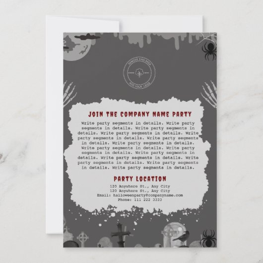 ハロウィン企業のの衣装パーティの招待状 招待状 (裏面)