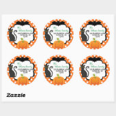 ハロウィン住所 シールとキャットカボチャとこうもり ラウンドシール (シート)