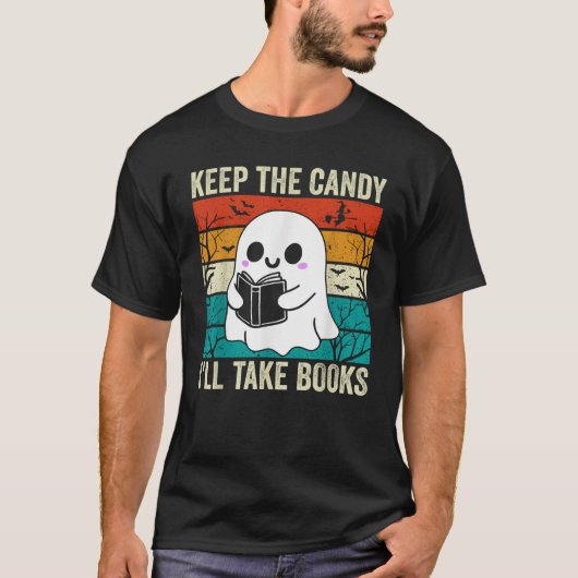 ハロウィン保ザキャンディ私は本を取る幽霊ブー Tシャツ (正面)