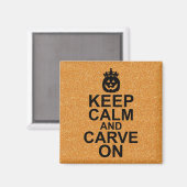 ハロウィン保パンプキンの上で落ち着いて彫る マグネット (正面/裏面)