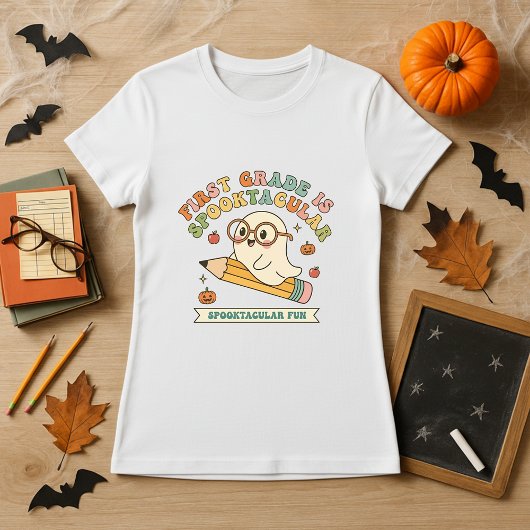 ハロウィン先生へのギフト オバケと鉛筆 Tシャツ