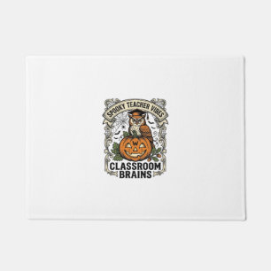 ハロウィン先生カボチャフクロウヴィンテージスクールTシャツ ドアマット
