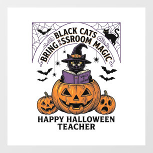 ハロウィン先生猫ビンテージパンプキン教室マ ウィンドウサイン