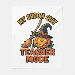 ハロウィン先生Tシャツ 面白い箒トラブルデザイン フリースブランケット