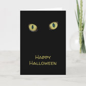 ハロウィン写真 黄色の猫の目 ブラック カード (正面)
