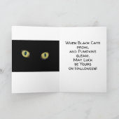 ハロウィン写真 黄色の猫の目 ブラック カード (内部)