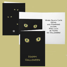 ハロウィン写真 黄色の猫の目 ブラック カード