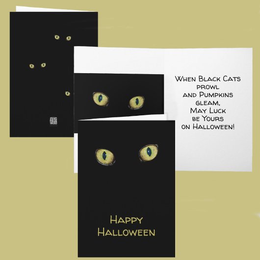 ハロウィン写真 黄色の猫の目 ブラック カード
