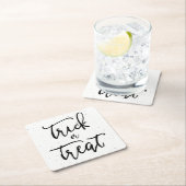 ハロウィン動揺してをトリックまたは治療する スクエアペーパーコースター (インサイチュ)