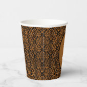 ハロウィン動揺してビクトリアンオレンジブラックダマスク 紙コップ (右)