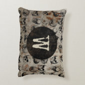 ハロウィン動揺してヴィンテージスカルモノグラム アクセントクッション (裏面(縦))