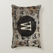 ハロウィン動揺してヴィンテージスカルモノグラム アクセントクッション (正面(垂直))