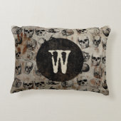ハロウィン動揺してヴィンテージスカルモノグラム アクセントクッション (裏面)