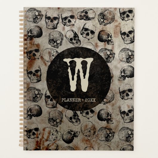 ハロウィン動揺してヴィンテージスカルモノグラム プランナー手帳 (正面)