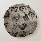 ハロウィン動揺してヴィンテージスカル ラウンドクッション (裏面)